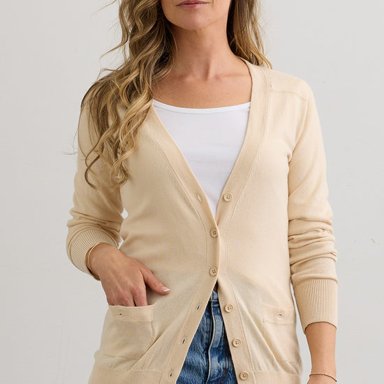 Women's Organic Boyfriend Cardigan Sweater - Undyed