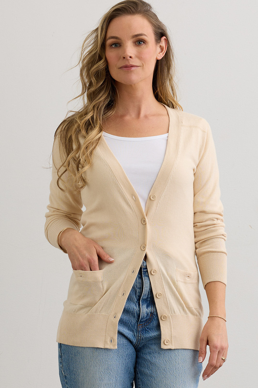 Women's Organic Boyfriend Cardigan Sweater - Undyed