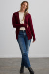 Women's Organic Boyfriend Cardigan Sweater - Wine