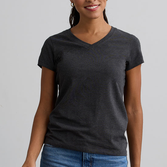 Women's Organic V-neck T-shirt - Dark Charcoal Heather