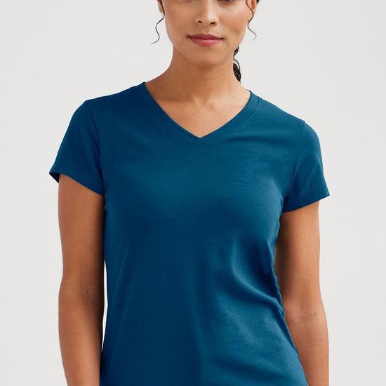 Women's Organic Cotton V-Neck T-shirt - Peacock