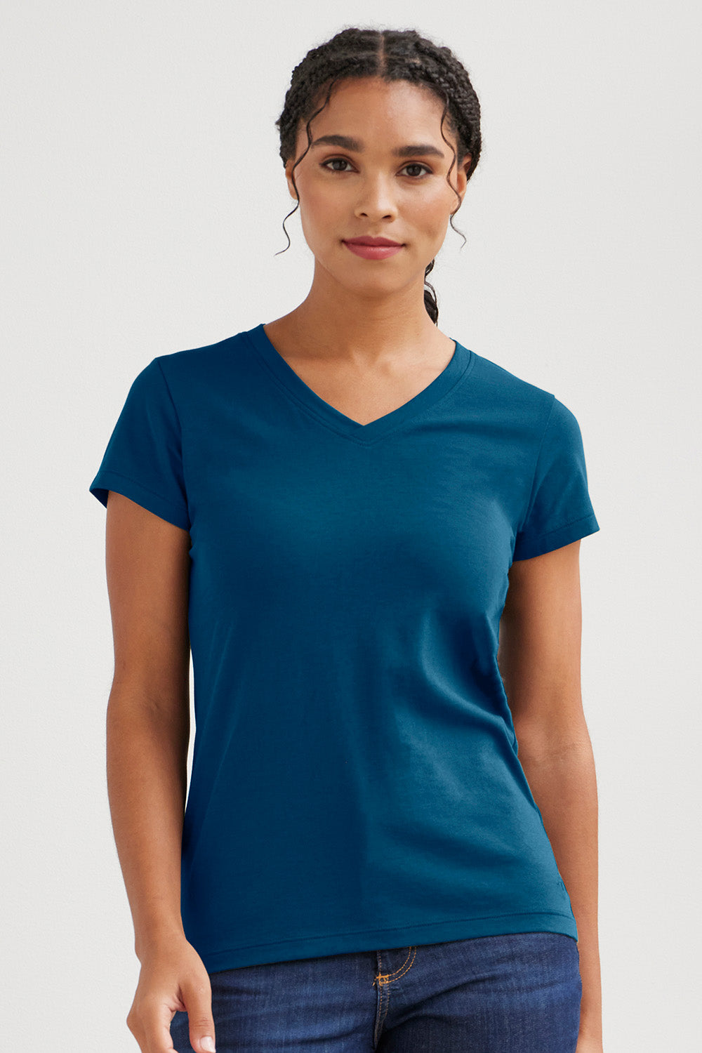 Women's Organic Cotton V-Neck T-shirt - Peacock