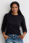 Women's Organic Cotton Long Sleeve Crew Neck T-shirt - Black