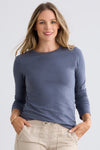 Women's Organic Long Sleeve Crew Neck T-shirt - Slate