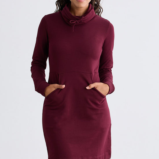 Women's Organic French Terry Weekend Dress - Burgundy