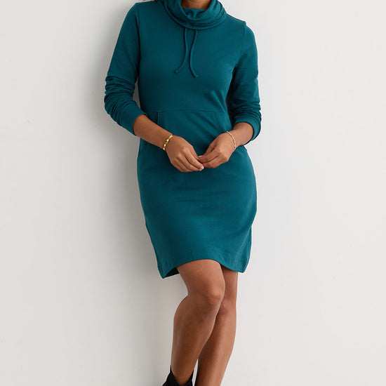 Women's Organic Cotton French Terry Weekend Dress - Deep Teal