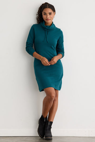 Women's Organic Cotton French Terry Weekend Dress - Deep Teal