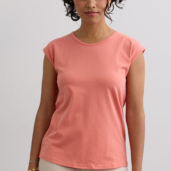 Women's Organic Cotton Cap Sleeve Easy Tee - Soft Coral