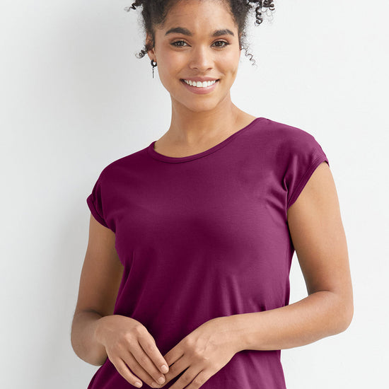 Women's Organic Cotton Cap Sleeve Easy Tee - Boysenberry