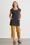 Women's Organic Cotton Cap Sleeve Tunic with Pockets - Dark Charcoal Heather