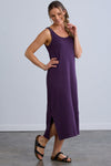 Women's 100% Organic Cotton Midi Tank Dress - Eggplant
