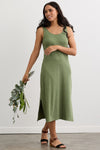 Women's 100% Organic Cotton Midi Tank Dress - Willow Green