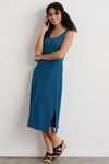Women's 100% Organic Cotton Midi Tank Dress - Peacock