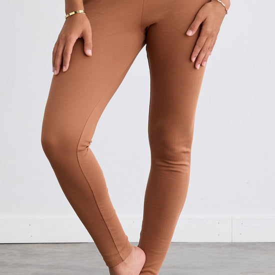 Women's Organic 100% Cotton Leggings - Cognac