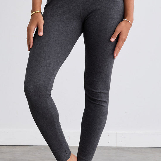 Women's Organic 100% Cotton Leggings - Dark Charcoal Heather