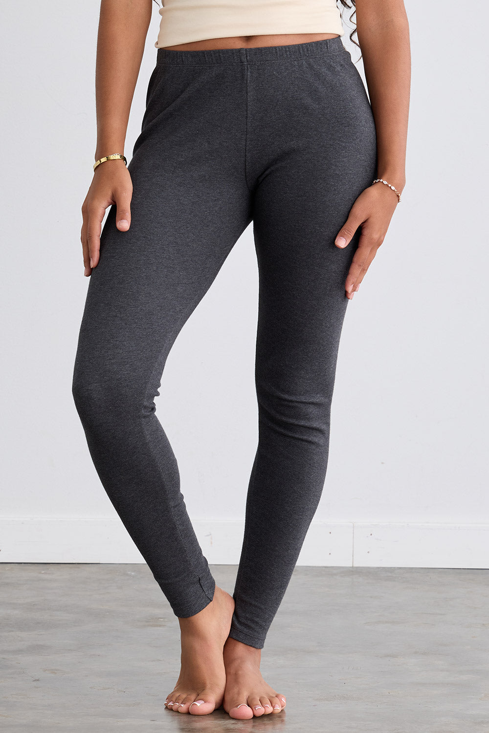 Women's Organic 100% Cotton Leggings - Dark Charcoal Heather