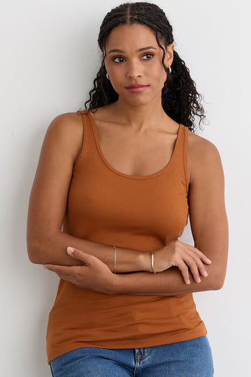 Women's Luxe 100% Organic Cotton Tank Top - Cinnamon