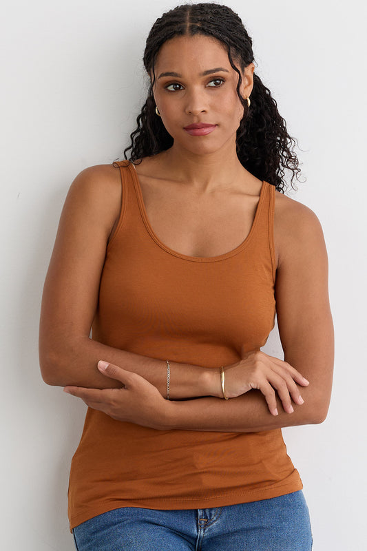 Women's Luxe 100% Organic Cotton Tank Top - Cinnamon