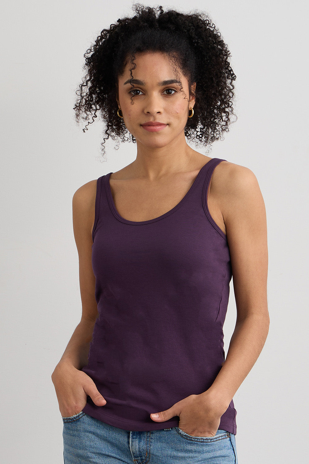 Women's Luxe 100% Organic Cotton Tank Top - Eggplant