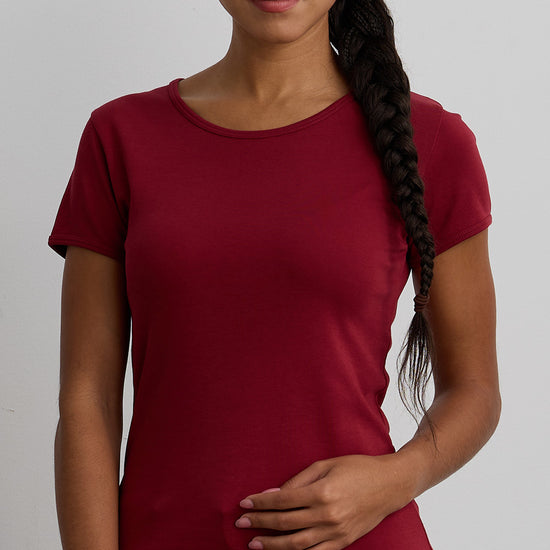Women's Luxe 100% Organic Cotton Jewel Neck Tee - Bonfire