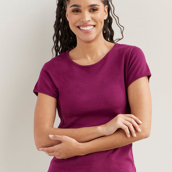 Women's Luxe 100% Organic Cotton Jewel Neck Tee - Boysenberry