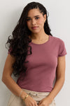 Women's Luxe 100% Organic Cotton Jewel Neck Tee - Soft Plum