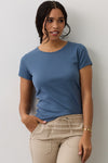Women's Luxe 100% Organic Cotton Jewel Neck Tee - Storm Blue