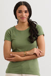 Women's Luxe 100% Organic Cotton Jewel Neck Tee - Willow Green