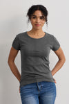 Women's Luxe 100% Organic Cotton Jewel Neck Tee - Dark Charcoal Heather