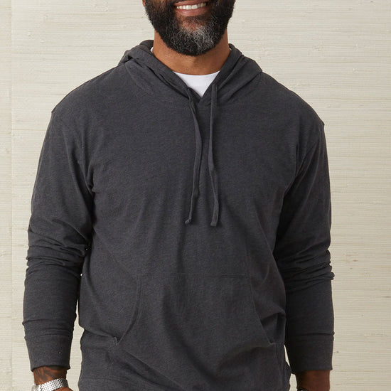 Unisex 100% Organic Cotton Lightweight Pullover Hoodie - Dark Charcoal Heather