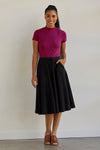 Women's 100% Organic Cotton Midi Skirt with Pockets - Boysenberry