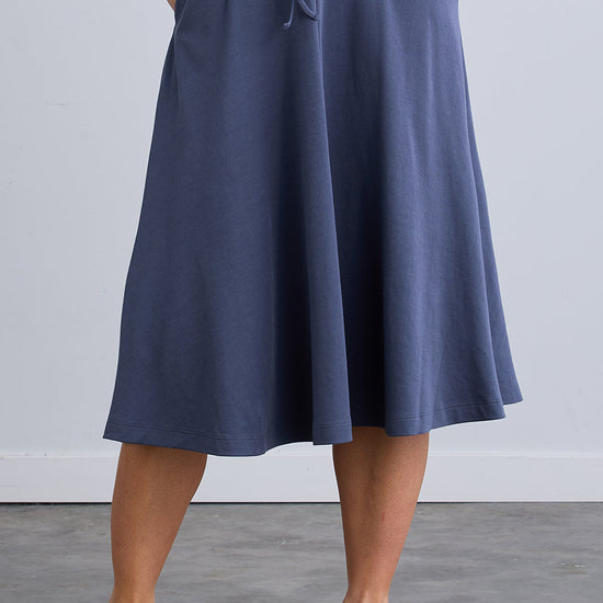 Women's 100% Organic Cotton Midi Skirt with Pockets - Slate