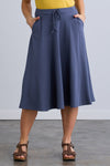 Women's 100% Organic Cotton Midi Skirt with Pockets - Slate