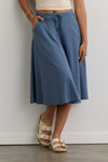 Women's 100% Organic Cotton Midi Skirt with Pockets - Storm Blue