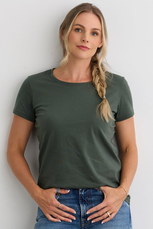 Women's 100% Organic Cotton Relaxed Crew Neck T-shirt - Balsam