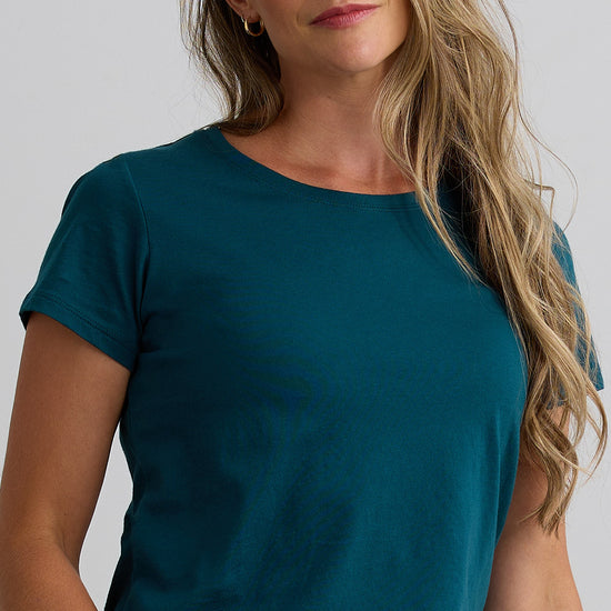 Women's 100% Organic Cotton Relaxed Crew Neck T-shirt - Deep Teal