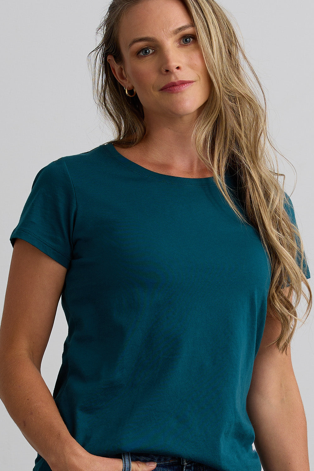 Women's 100% Organic Cotton Relaxed Crew Neck T-shirt - Deep Teal