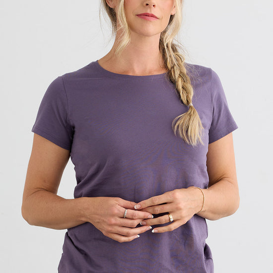 Women's 100% Organic Cotton Relaxed Crew Neck T-shirt - Purple Twilight