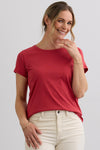 Women's 100% Organic Cotton Relaxed Crew Neck T-shirt - Vintage Red