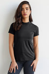 Women's Slim Organic Cotton Short Sleeve Mock Neck Top - Black