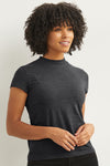 Women's Slim Organic Cotton Short Sleeve Mock Neck Top