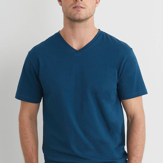 Men's Organic Cotton V-Neck T-Shirt - Peacock