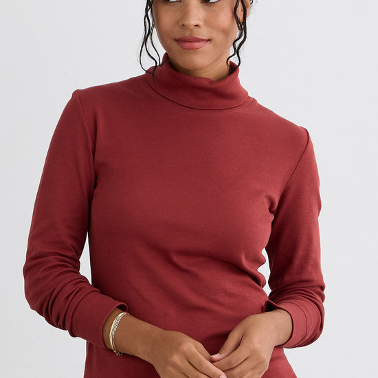Women's Luxe 100% Organic Cotton Turtleneck - Auburn