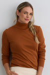 Women's Luxe 100% Organic Cotton Turtleneck - Cinnamon