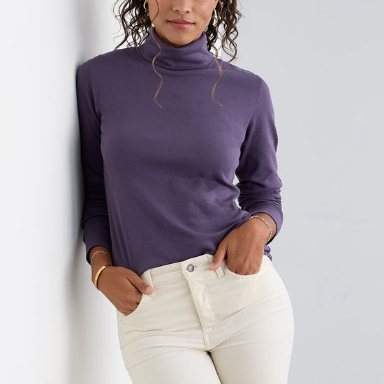 Women's Luxe 100% Organic Cotton Turtleneck - Purple Twilight