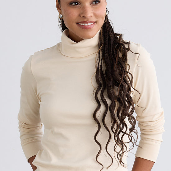 Women's Luxe 100% Organic Cotton Turtleneck - Undyed