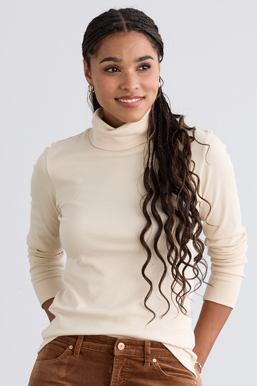 Women's Luxe 100% Organic Cotton Turtleneck - Undyed