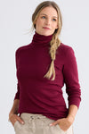 Women's Luxe 100% Organic Cotton Turtleneck - Wine