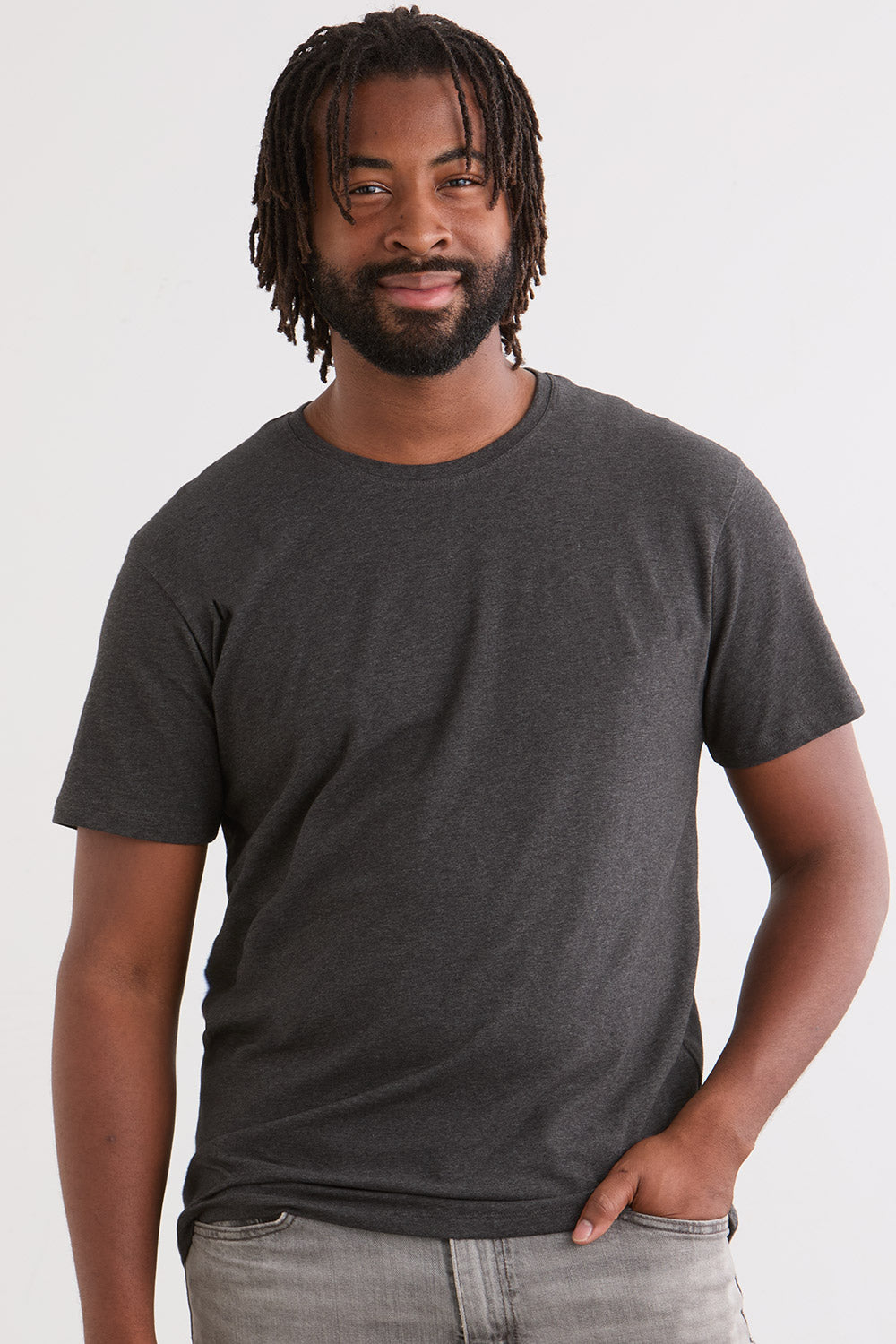Men's Organic Cotton Crew Neck T-Shirt - Dark Charcoal Heather