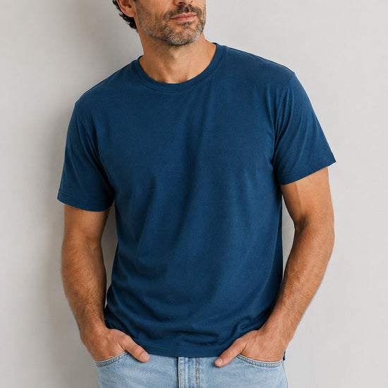 Men's Organic Cotton Crew Neck T-Shirt - Dark Ocean